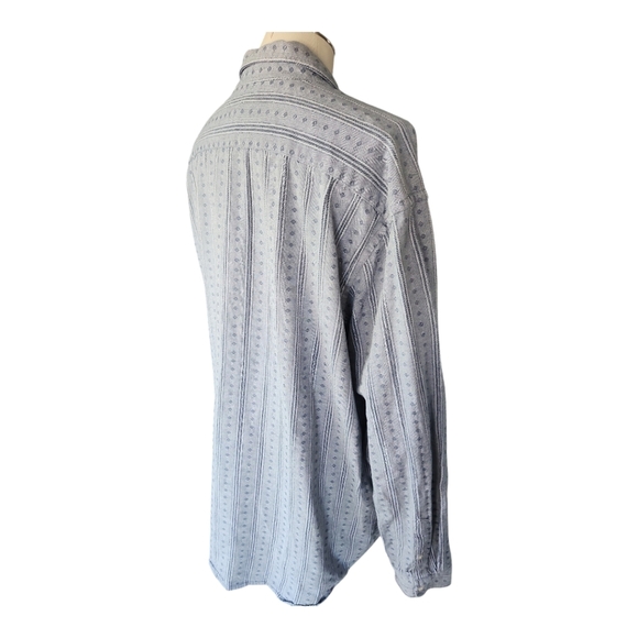 Mens Gap Blue Denim Like Long Sleeve Diamond Pattern Casual Button Shirt XXL - Picture 6 of 9